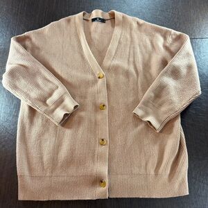 Lillusory Classic Women's V-Neck Cardigan Sweater - Camel Sz M